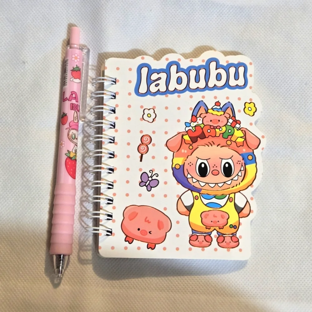 🍒🍒 Labubu Spiral Notebook with Pink Pen